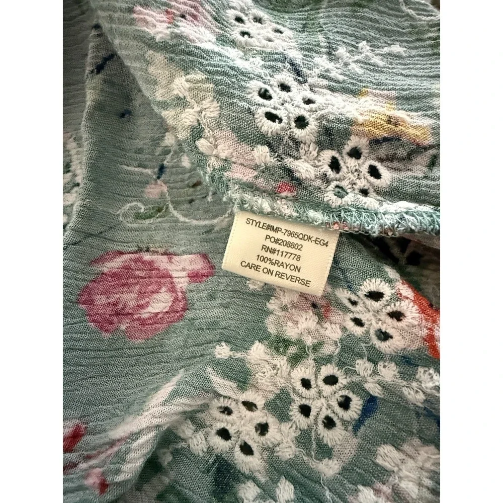 LoveStitch Floral Maxi Dress Womens S/M Boho Sleeveless‎ Green Rayon Pockets_6